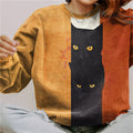 Abstract Black Cat Painting Art Crew Neck Sweatshirt elevenforest