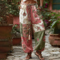 Women's Retro Floral Patchwork Art Casual Pants artswardrobe