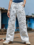 Comstylish Women's Vintage Floral Embroidered Casual Jeans
