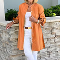 Comstylish Solid Color Simple Linen Blend Shirt