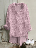 Comstylish Floral Lace Embroidered Linen Blend High Low Tunic