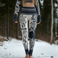 Comstylish Women's Celtic Rose Pattern Knitted Leggings