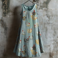 Vintage Farm Chicken Pattern Linen Tank Top artswardrobe