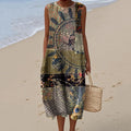 Vintage Loose Elegant Patchwork Art Linen Tank Dress artswardrobe