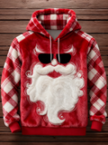 Comstylish Christmas Retro Santa Claus Men's Hooded Flannel Sweatshirt
