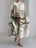 Comstylish Colorful Octopus Watercolor Linen Blend Maxi Dress
