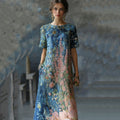 Art Oil Painting Floral Sequin Gradient Maxi Dress artswardrobe