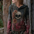 Comstylish Vintage Skull Floral Celtic Gradient Cozy Knit Hooded Sweater