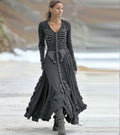 Comstylish Women's Halloween Skull Art V-neck Maxi Dress