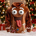 Comstylish Christmas Pranking Embroidered Men's Flannel Hoodie