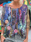 Lace Embroidered Floral Women's Vintage Linen Shirt artswardrobe