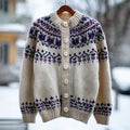 Women's Vintage Fair Isle Thistle Knit Jacquard Cardigan elevenforest