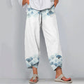 Comstylish Japanese Waves Art Print Loose Casual Pants