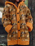 Cats Flower Embroidered Cozy Hooded Cardigan elevenforest