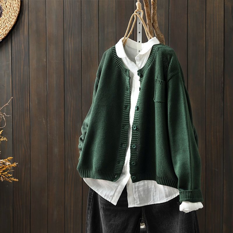 Vintage Solid Long Sleeve Sweater Cardigan elevenforest