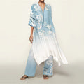 Classy Cherry Blossom Gradient Flowy Kaftan & Pants Set