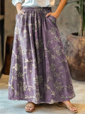 Women's Ethnic Flower Art Print Cotton Skirt artswardrobe