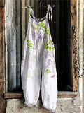 Comstylish Wisteria Print Linen Blend Jumpsuit