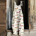 Comstylish Women's Vintage Dachshund Casual Linen Jumpsuit