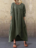 Casual Round Neck Solid Color Dress