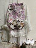 Cats under Floral Tree Japanese Art High Low Tunic elevenforest