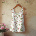 Floral Print Linen Blend Tank Top artswardrobe