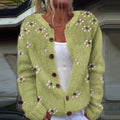 Vintage Icelandic Pink Floral Knitted Cardigan Sweater elevenforest