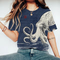 Comstylish Japanese Art Vintage Octopus Graphic Sea World Painting Art T-Shirt