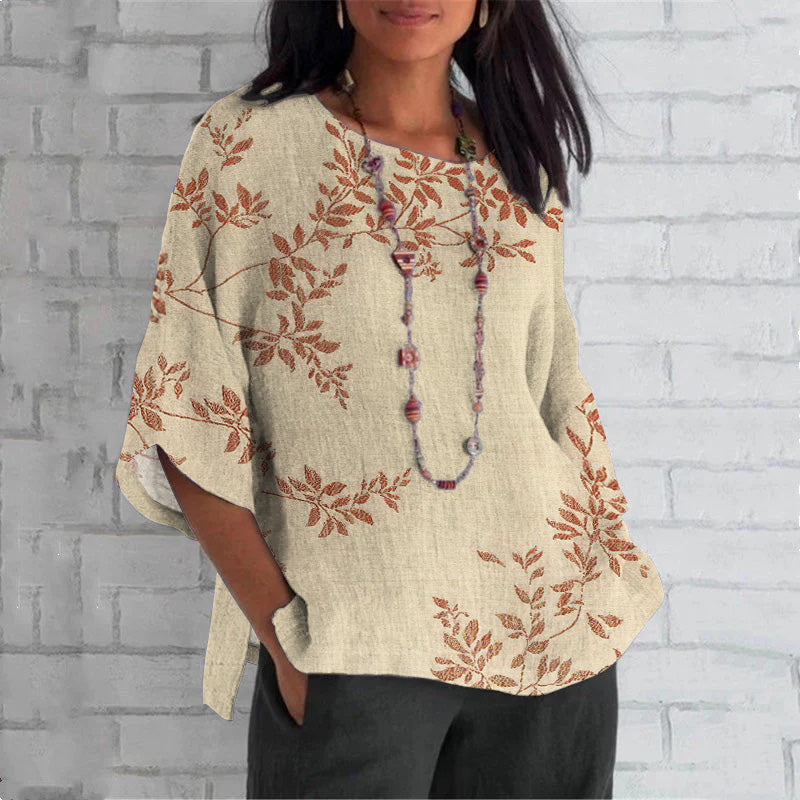 Comstylish Floral Print Crew Neck Casual T-Shirt