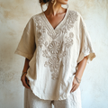 Comstylish Vintage Floral Lace Art Comfy V Neck T Shirt