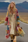 Women's Colorful Rainbow Patchwork Pattern Print Cardigan