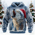 Comstylish Men's Viking Christmas Wolf Art Pattern Flannel Hoodie