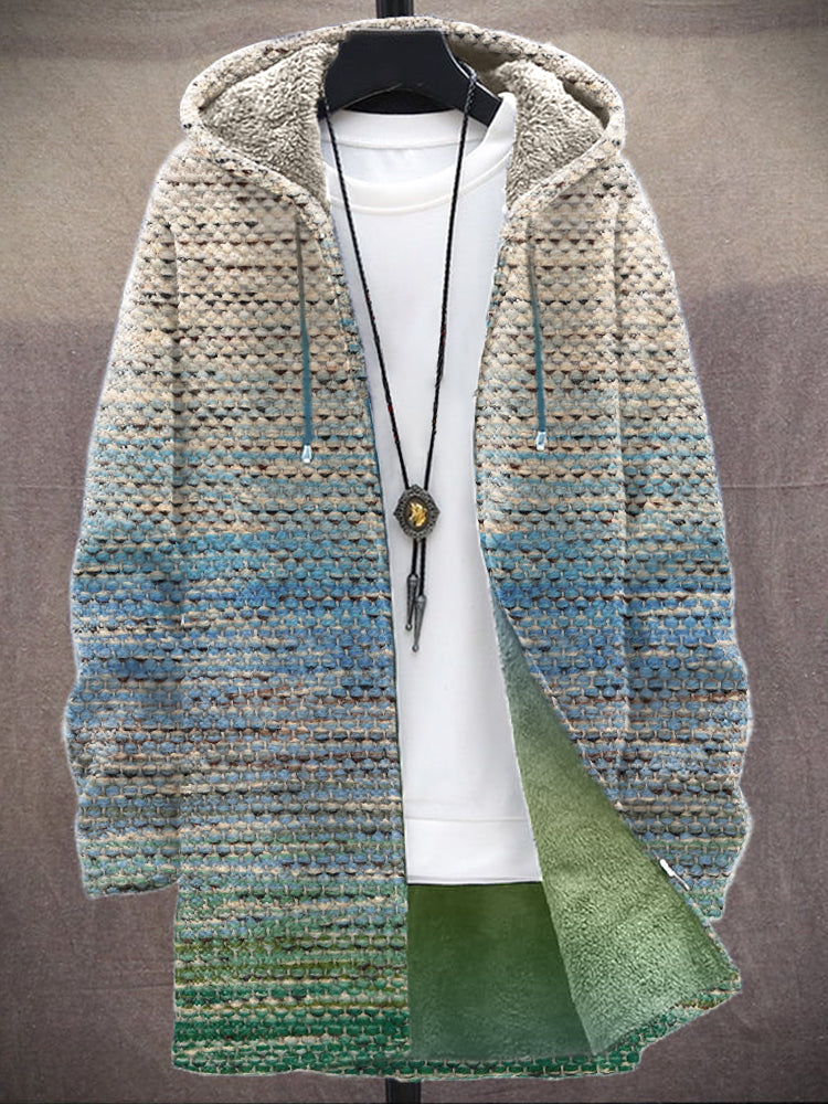 Men's Colorful Striped Cozy Hooded Cardigan artswardrobe