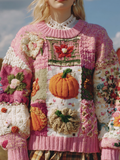 Women's Autumn/winter Thanksgiving Round Neck Warmth-giving Knit Sweater artswardrobe