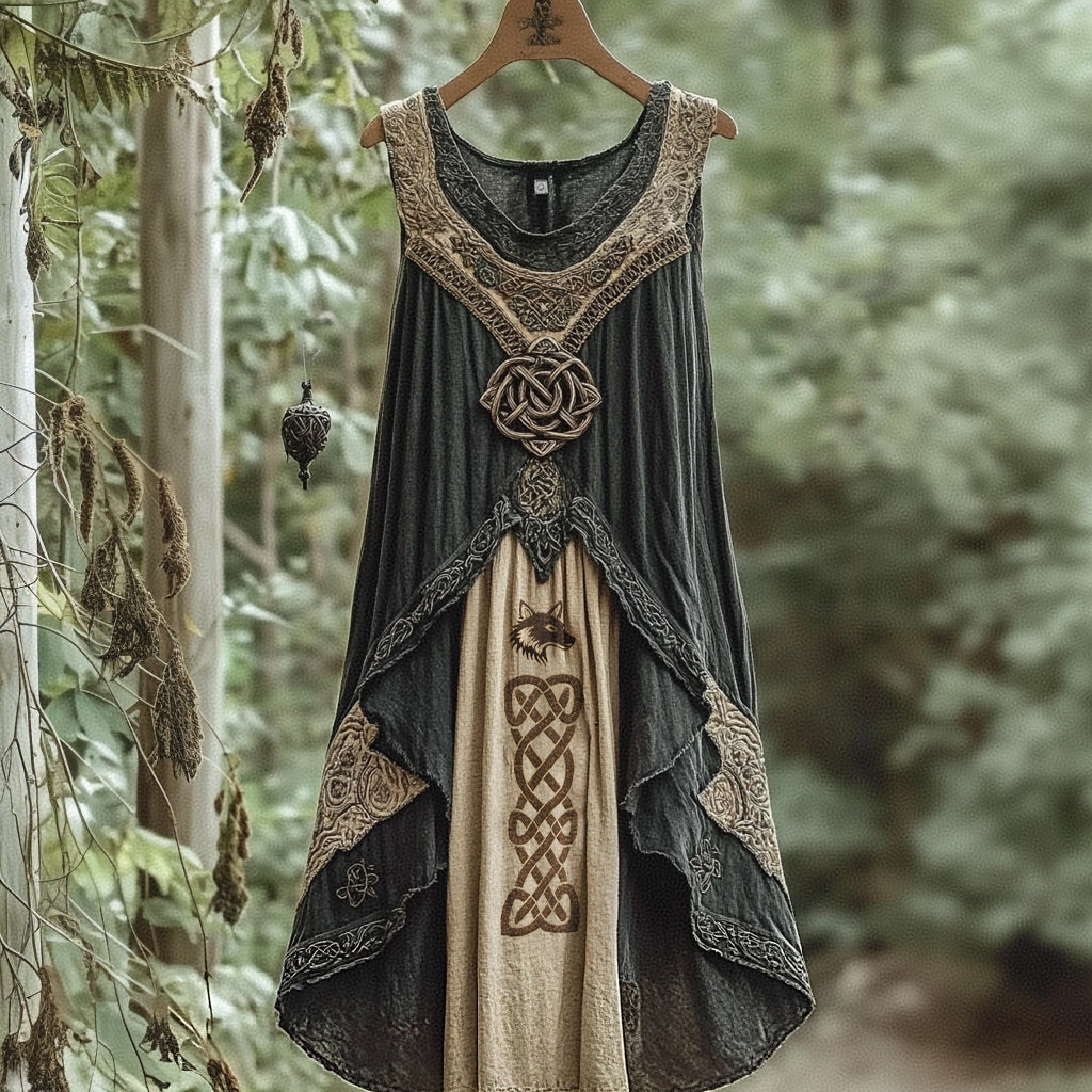 Vintage Tribal Viking Celtic Knot Tank Midi Dress artswardrobe