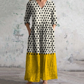 Vintage Polka Dots With Contrast Colors Art Pattern Women's Linen Dress artswardrobe