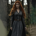 Women‘s Vintage Viking Celtic Knot V Neck Long Sleeve Mixi Dress artswardrobe
