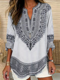 Comstylish Classic Ethnic Pattern Bohemian Print Women's Long Sleeve Shirt