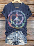 Tie Dye Peace Love Print Crew Neck T-shirt