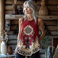 Vintage Floral Print Sleeveless Tank Top artswardrobe