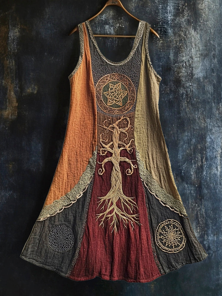 Nordic Mythology Tree Of Life Vintage Lace Tank Dress artswardrobe