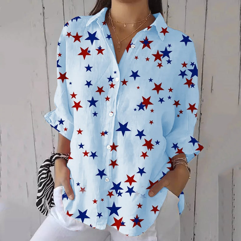 Comstylish Women's Independence Day Star Print Shirt
