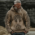 Men's Viking Life Of Tree Jacquard Knitted Hooded Sweater elevenforest