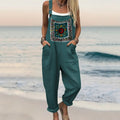 Women's Bohemian Floral Art Print Casual Jumpsuit artswardrobe