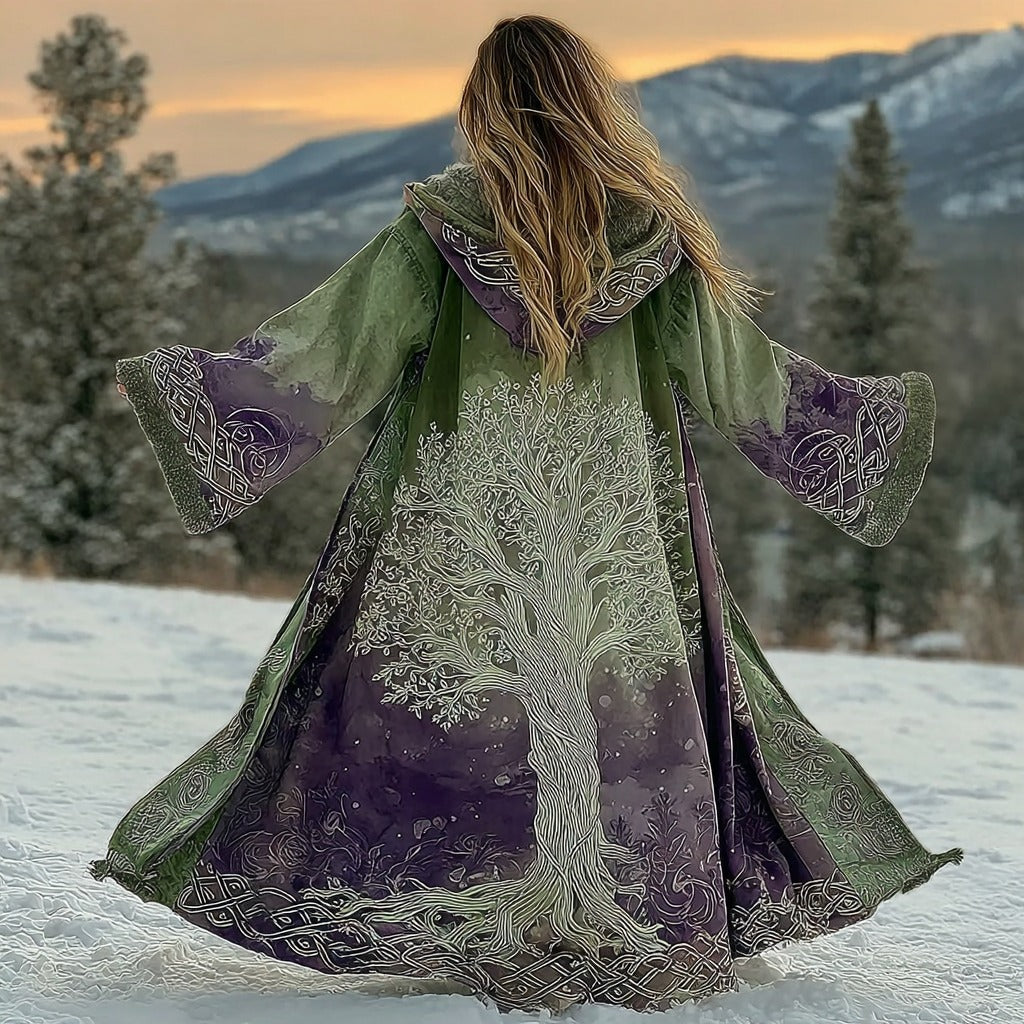 Comstylish Women's Vintage Viking Tree Of Life Gradient Pattern Long Cape