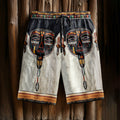 Vintage Men's Tribal African Masks Art Casual Shorts artswardrobe