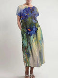 Oil Painting Floral Pattern Women'S Dress