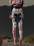 Comstylish Women's Anatomical Style Dark Halloween-themed Knitted Tight-fitting Leggings