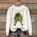 Comstylish Funny Christmas Monster Fuzzy Butt Cozy Plush Sweatshirt