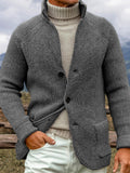 Men's Vintage Solid Color Cozy Sweater Cardigan elevenforest